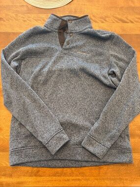 Eddie Bauer Men's Blue Quarter-Snap Pullover Sweater